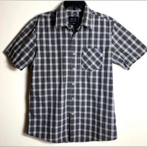 Oakley Mens Button Front Plaid Short Sleeve Shirt Size M Medium